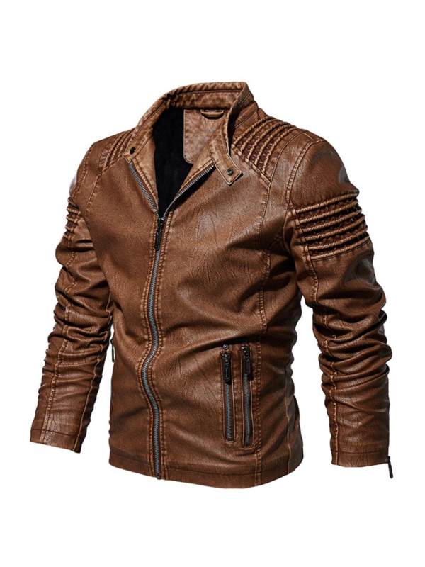 Mens outdoor fashion leather jacket