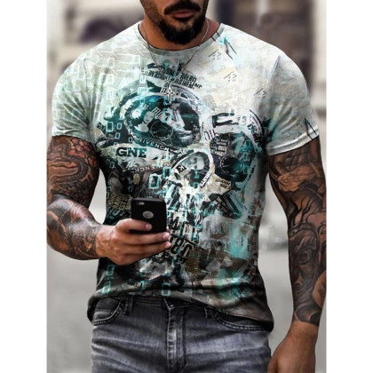 Designer retro casual portrait art print T-shirt