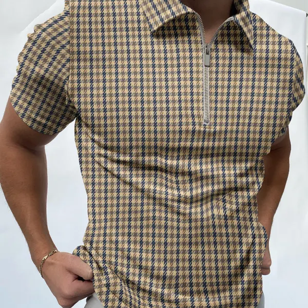 Houndstooth texture polo shirt - Fineesa.chimpone.com 