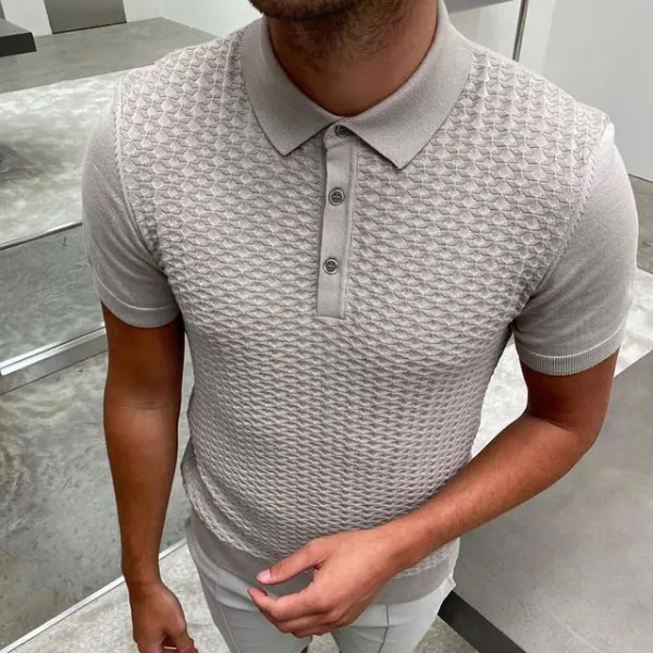 Knitted woolen solid color polo shirt - Sanhive.com 