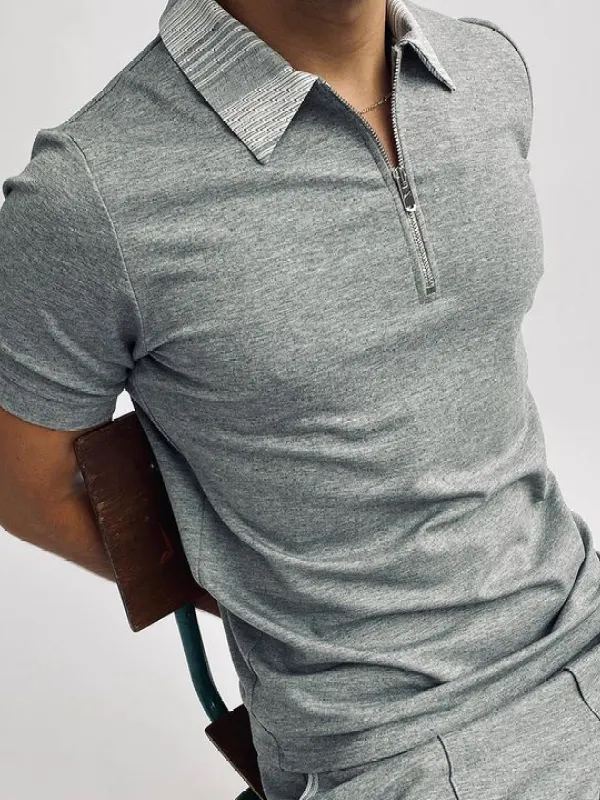 Fitted solid color polo shirt - Oasisjoy.com 