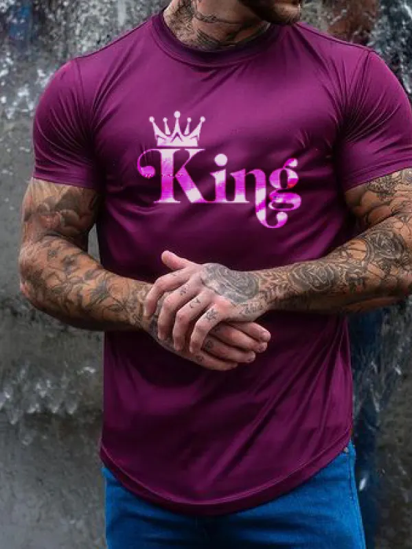 King gradient short-sleeved T-shirt - Oasisjoy.com 