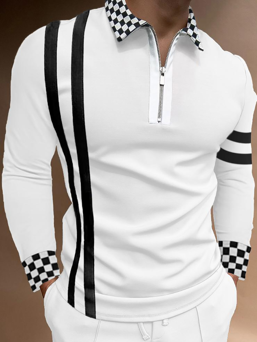 Men's Lapel Printed Fashion Chic Gentleman Polo Shirt