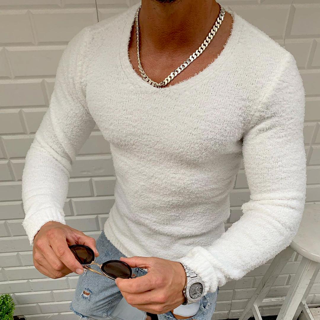 Casual Solid Color Round Neck Knit Sweater