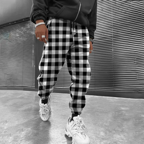 Checked Texture Air Layer Track Pants - Menilyshop.com 