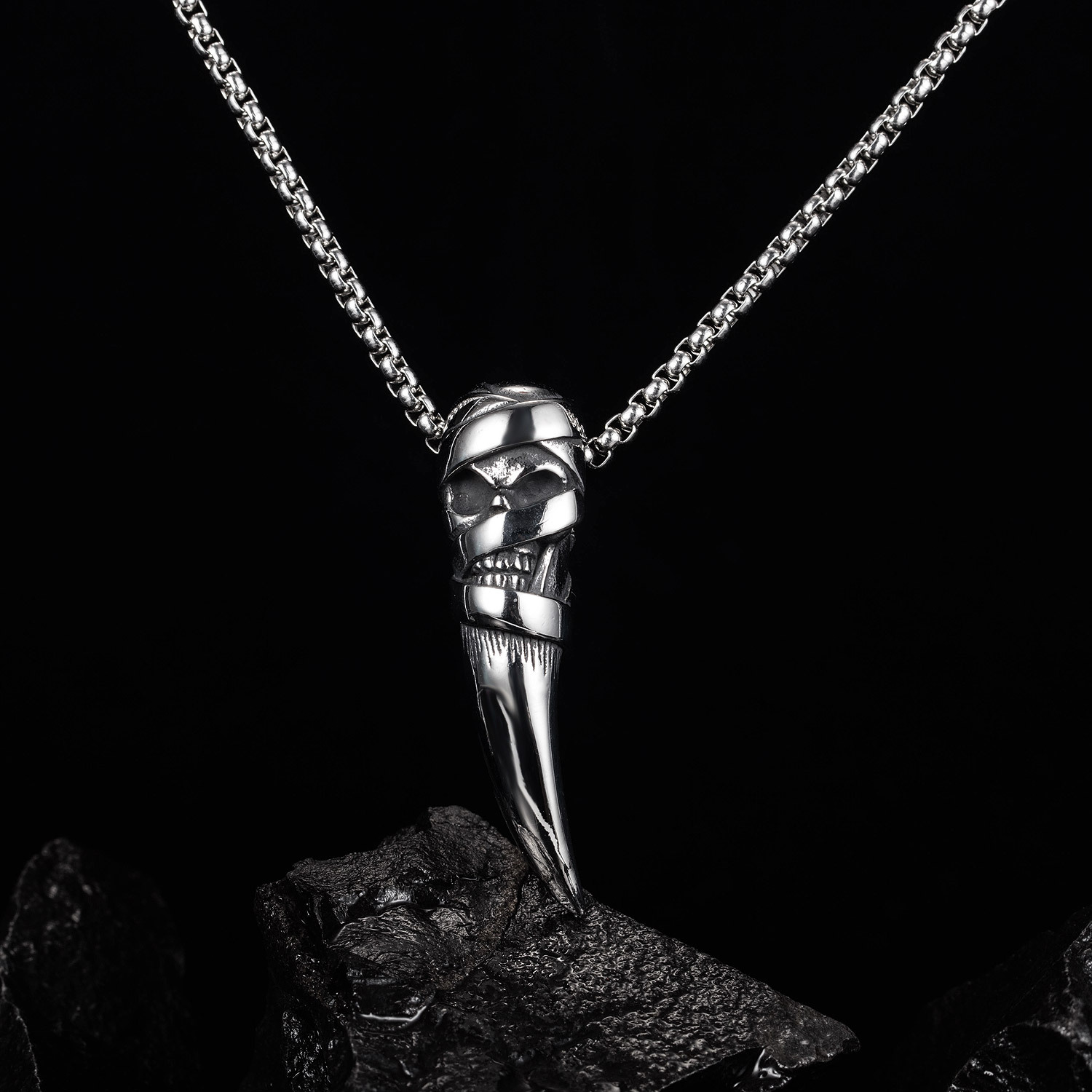 Fashion All match Skull Hip hop Style Punk Spike Stainless Steel Necklace