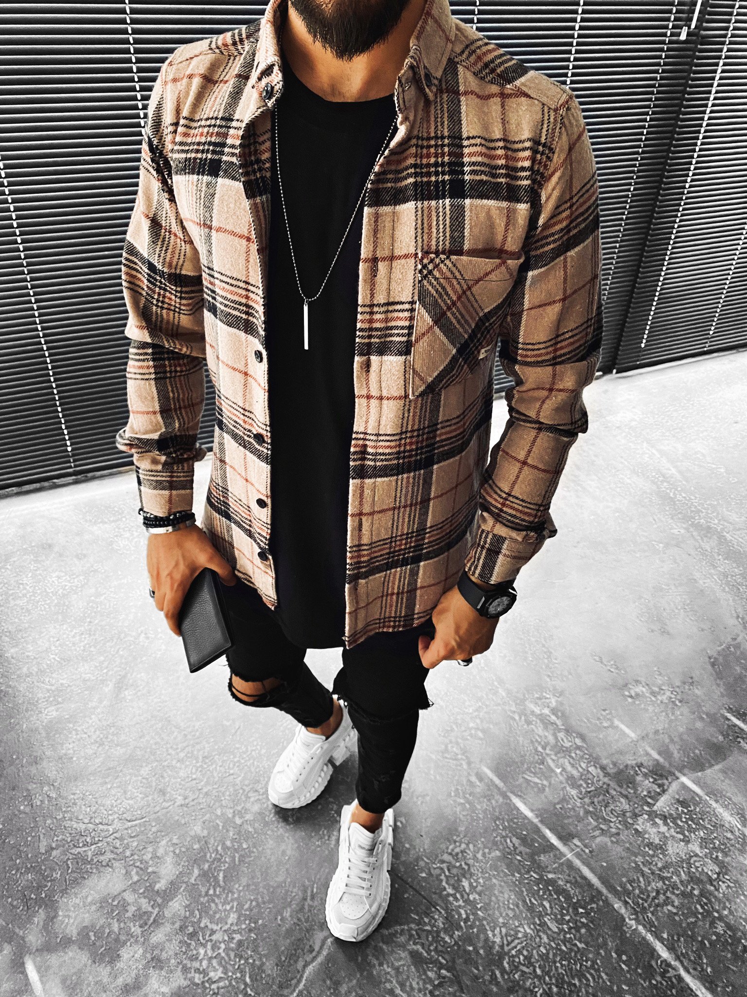 check textured jacket