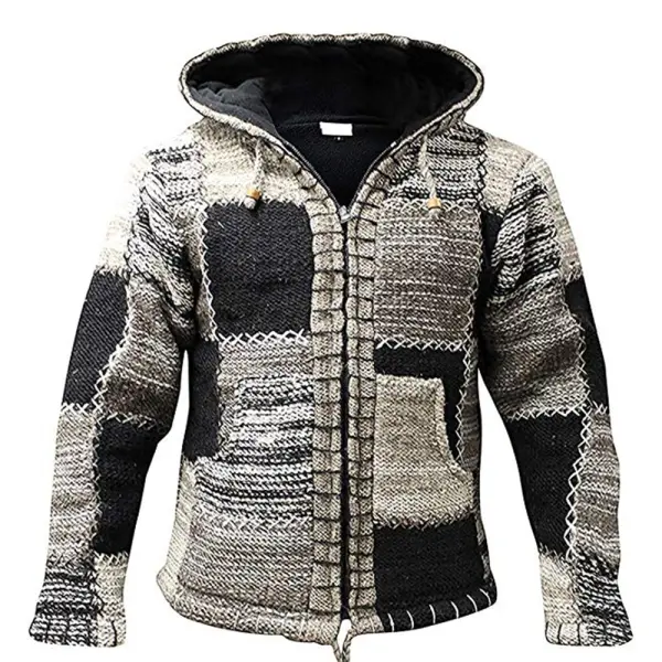 New Warm Hooded Jacket Knit Sweater Sweater Men - Sanhive.com 