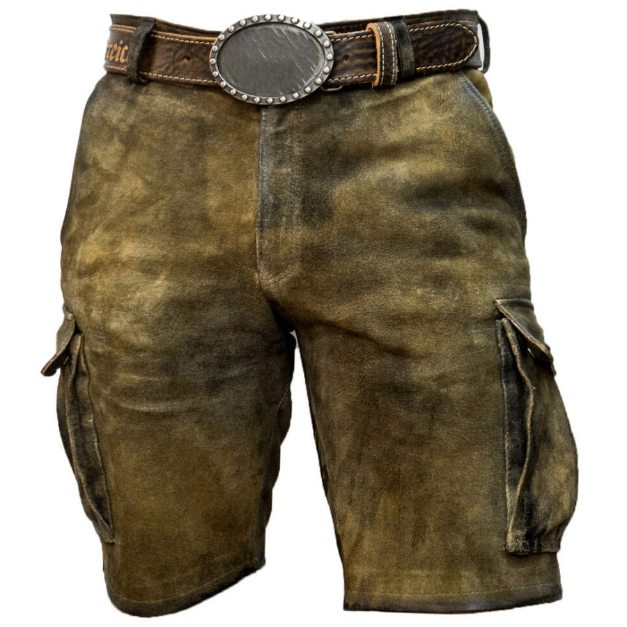 

Men's retro casual zur lederhose shorts