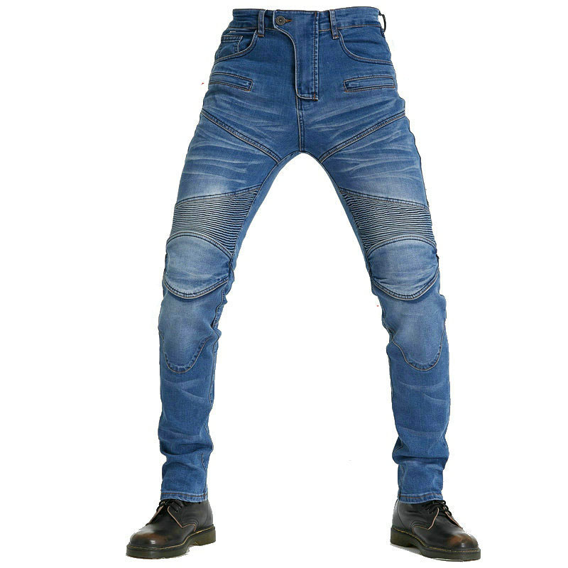 LOMENG Coated Waterproof Motorcycle Riding Jeans Biker Motorbike Pants with CE Removable Armored for Men 