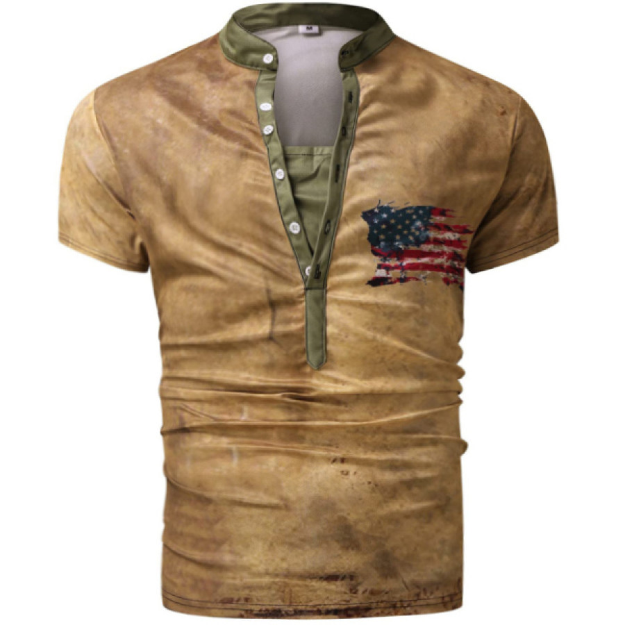 

American Flag Print Men's Outdoor Printed Short Sleeve T-Shirt