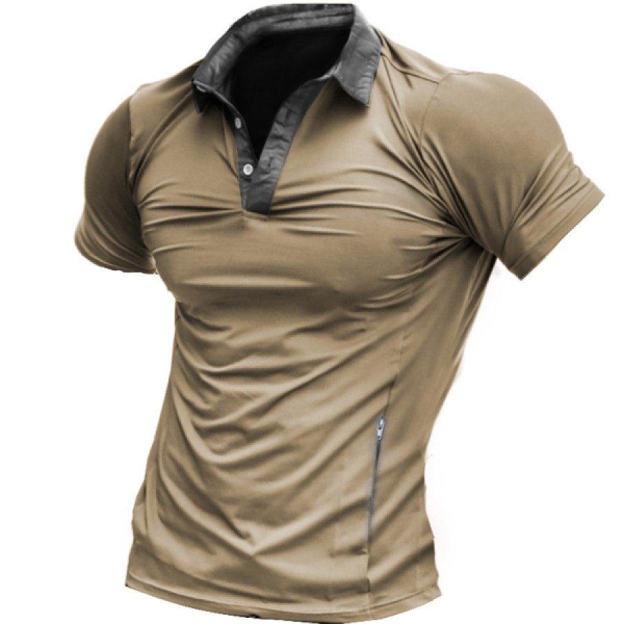 

Men's Outdoor Zipper Pocket Tactical Polo Short Sleeve T-Shirt