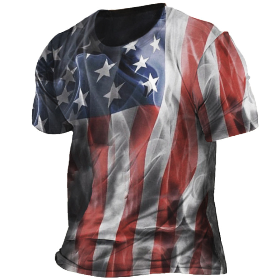 

American Flag Men's Print Casual Short Sleeve T-Shirt