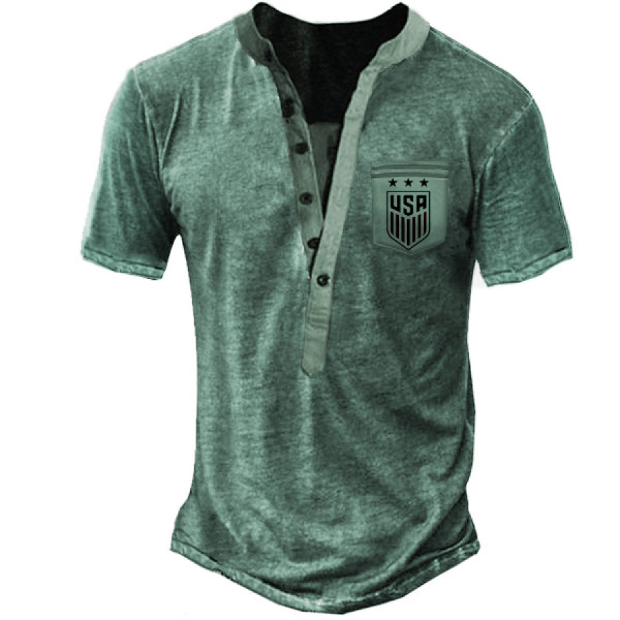 

Men's American Flag Outdoor Tactical Henley T-Shirt