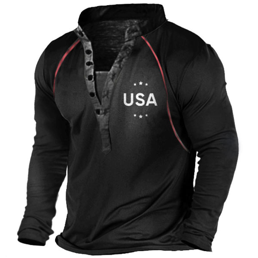 

USA Print Men's Outdoor Henley Long Sleeve T-Shirt
