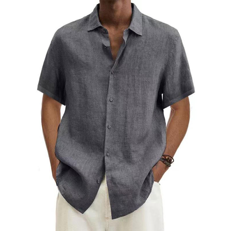 Men's Casual Short Sleeve Chic Cotton Linen Shirt