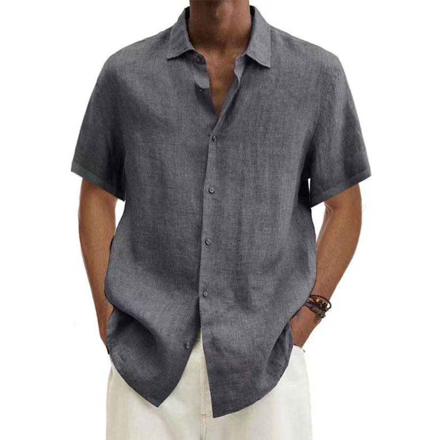 

Chemise Décontractée En Coton Et Lin à Manches Courtes Pour Hommes