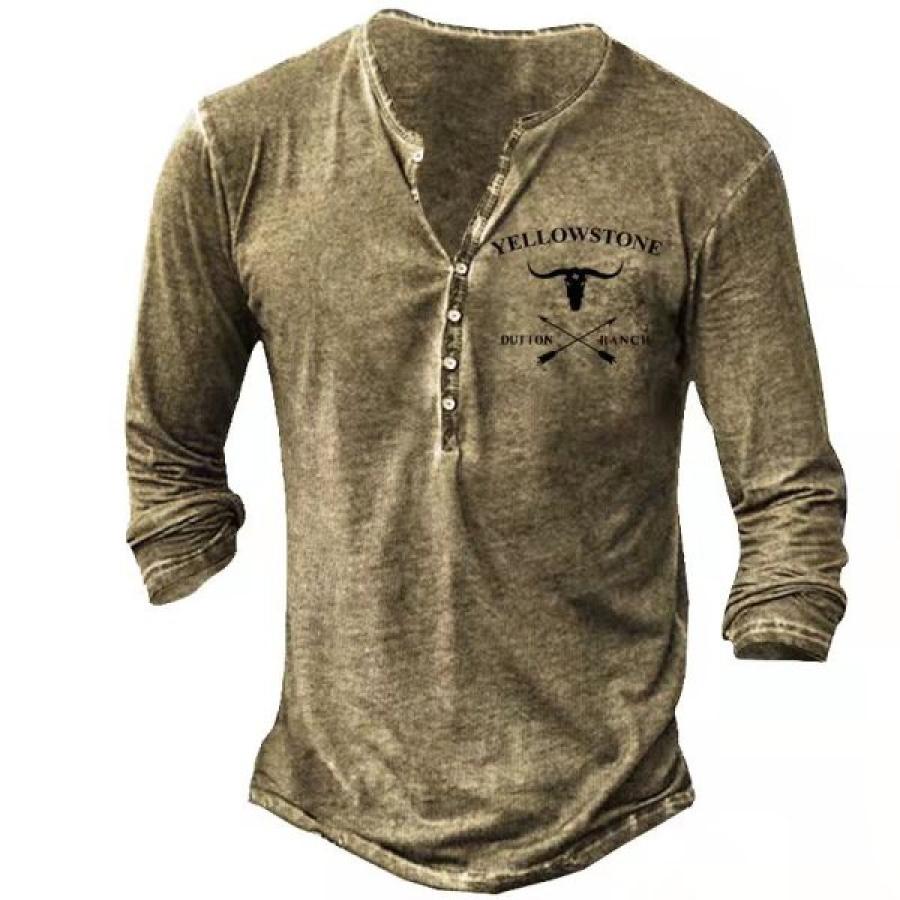 

Мужская винтажная ковбойская рубашка Henley в стиле вестерн
