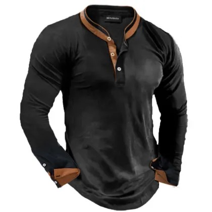 Men's Outdoor Colorblock Henley Chic Polo Shirt