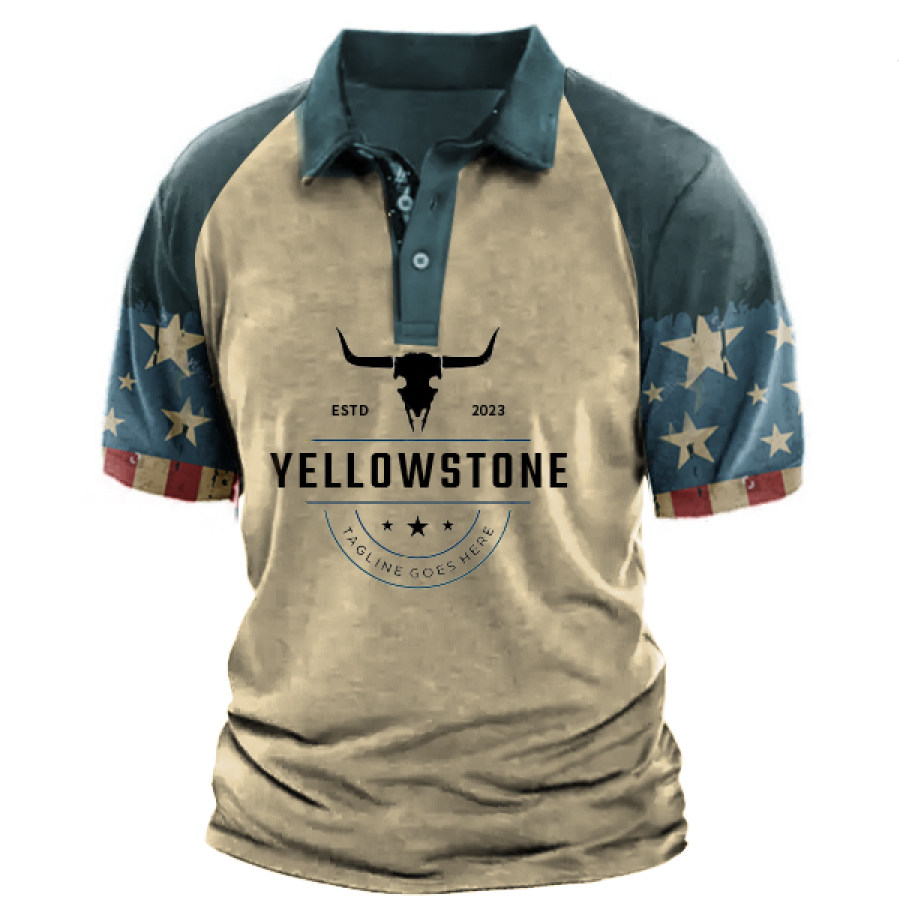 

Men's Vintage American Flag Western Logo Polo Shirt
