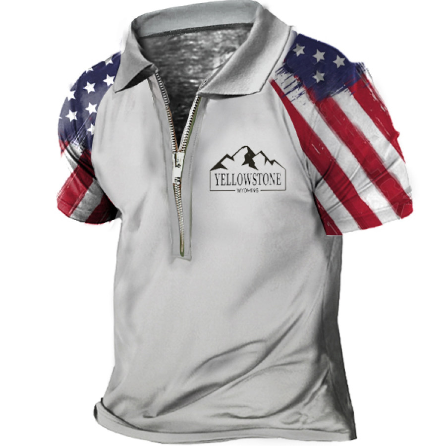 

Men's American Flag Yellow Print Tactical Polo Shirt