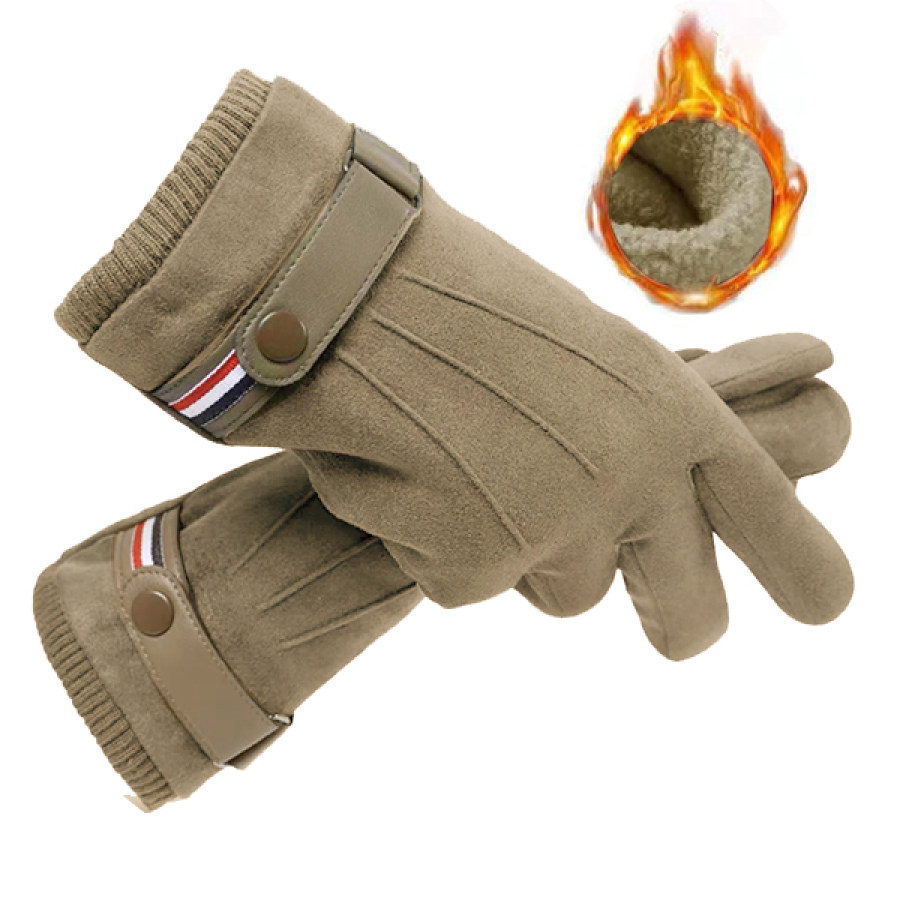 

Suede Men Guantes Gloves Winter Touch Screen Keep Warm Windproof Driving Thick Cashmere Anti Slip Outdoor Male Leather