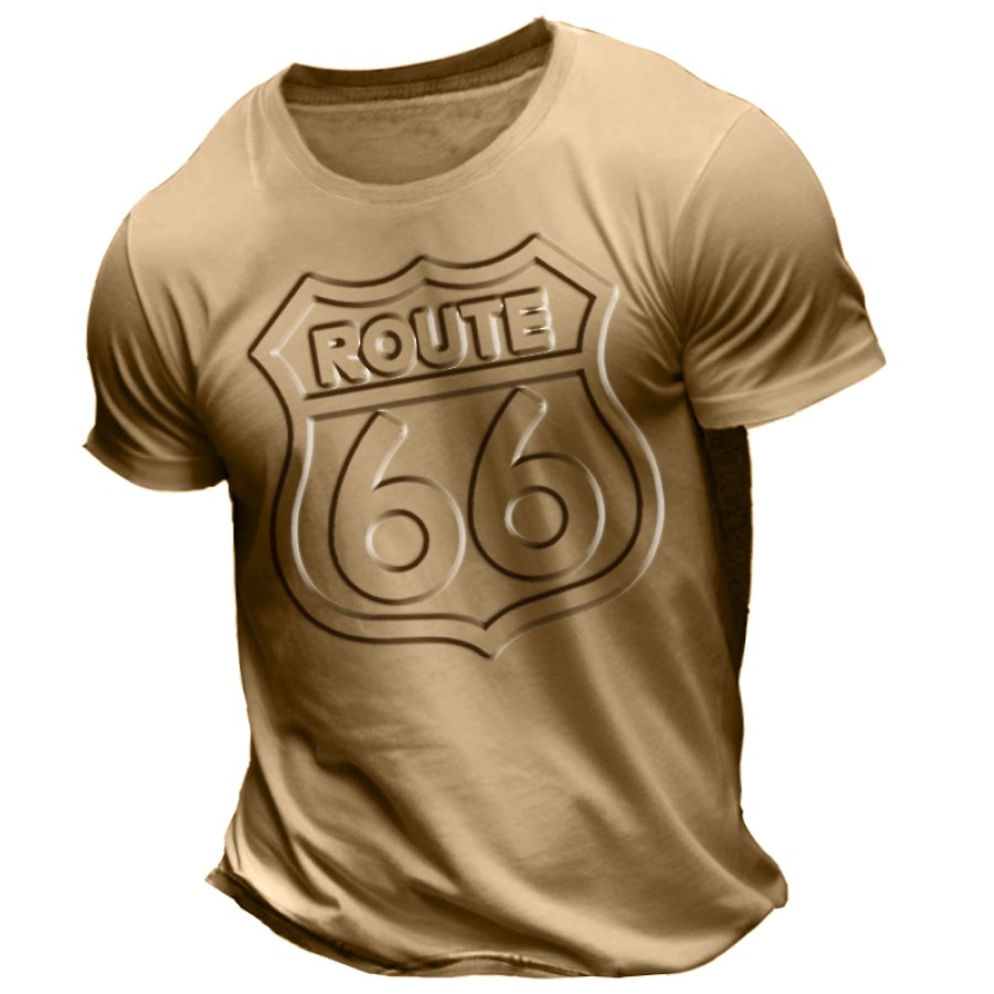 

T-shirt Ras Du Cou Avec Logo En Relief 3D Route 66 Pour Hommes