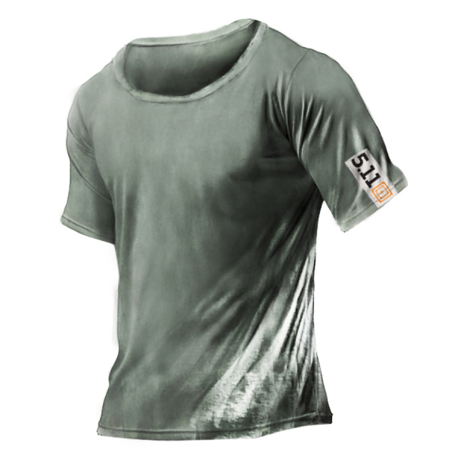 

511 T-shirt Tactique En Coton Pour Homme En Plein Air Décontracté Lâche Quotidien Haut à Manches Courtes