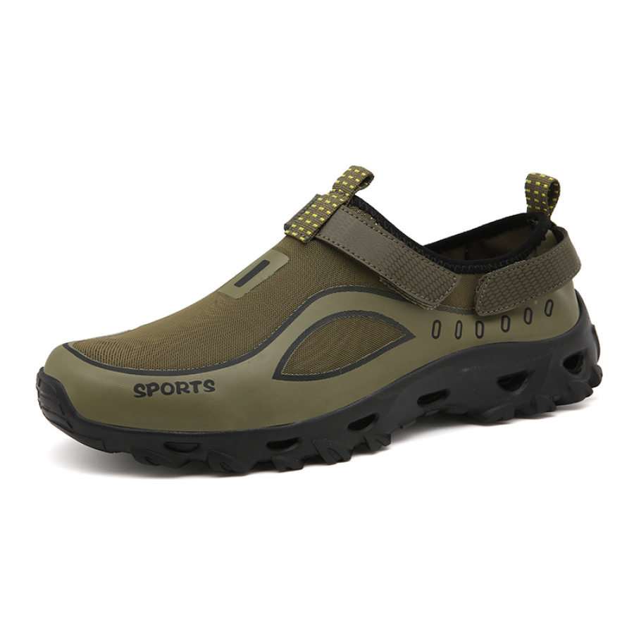 

Sapatos Masculinos Antiderrapantes Com Velcro Para Caminhadas Ao Ar Livre Sapatos Rasos Casuais