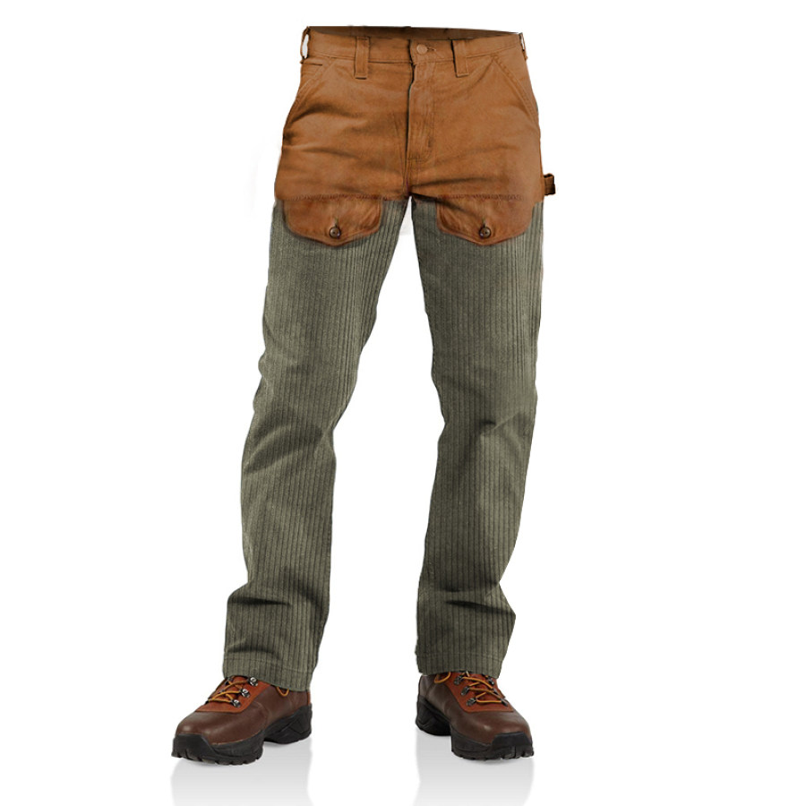 

Pantalon En Velours Côtelé Avec Cordon De Serrage Pour Hommes Couleurs Contrastées épissage En Daim Pantalon Tactique épais Rétro D'extérieur