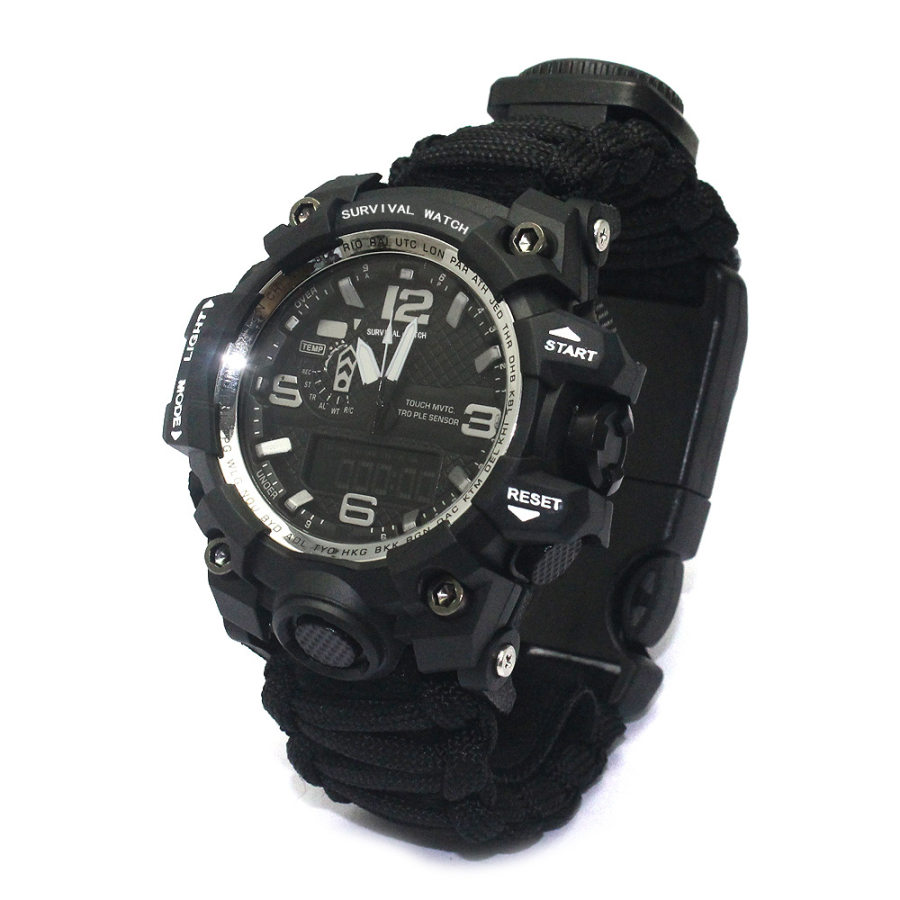 

Outdoor sports dual movement luminous watch compass mountaineering camping waterproof multifunctional survival watch