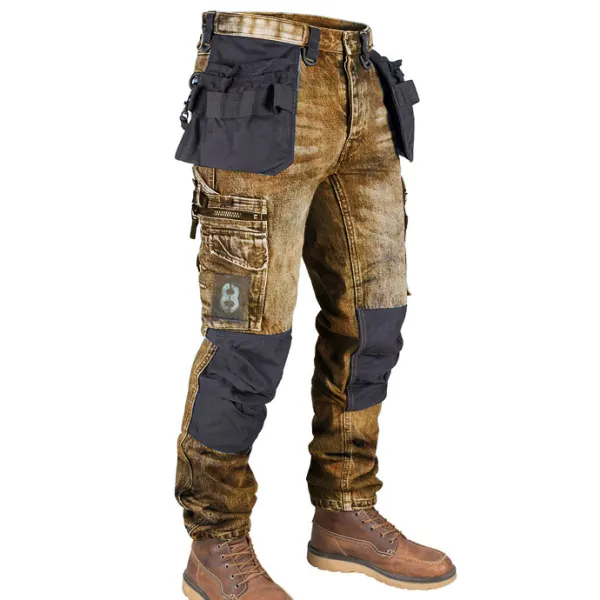 Retro Mens Multi Pocket Outdoor Casual Jeans - Mosaicnew.com 