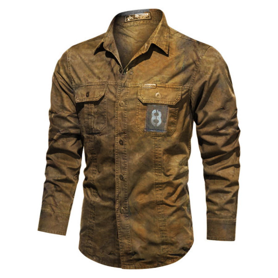 

Mens Pure Cotton Washed Outdoor Wear-resistantcasual shirt