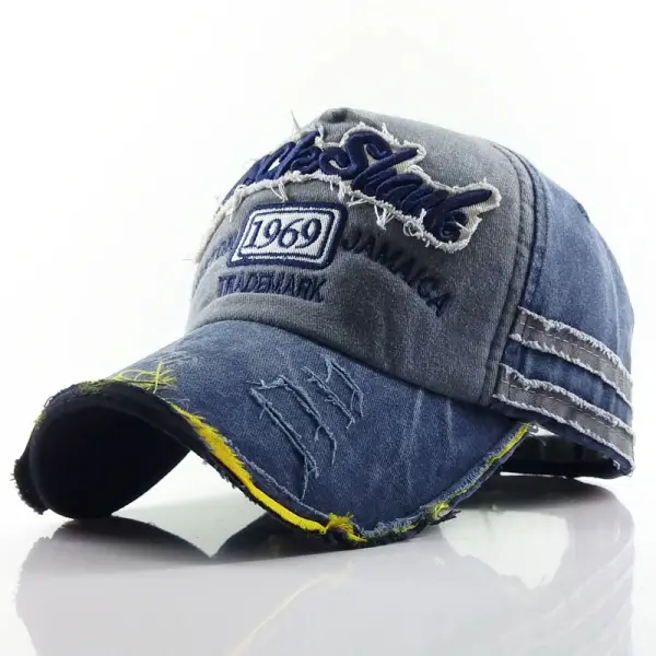 Old 1969 baseball cap washed full hat frayed visor hat men and women baseball cap - Mosaicnew.com 