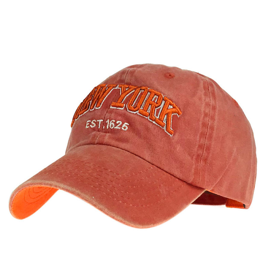 

Washed cloth baseball cap with embroidery letters new york