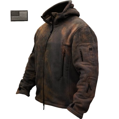 Men's retro washed plush zipper jacket tactical suit jacket