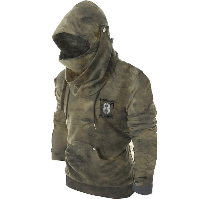 Men's Warm Hooded Mask Chic Sweatshirt Military Long Sleeve