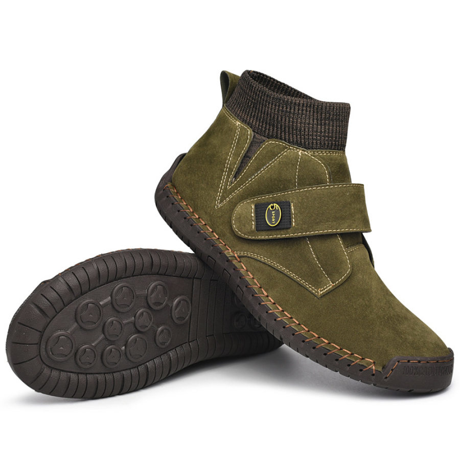 

Men's mid-cut Martin boots large size retro short boots handmade velcro socks men boots