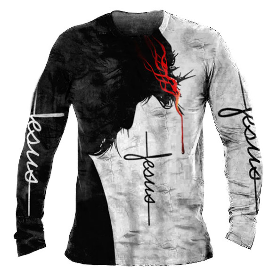 

Men's Christian Printed Casual Men's Long Sleeve T-Shirt