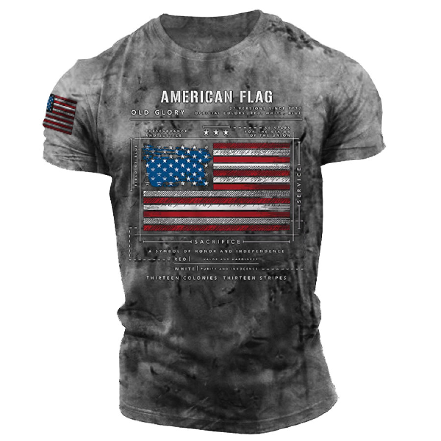 

Men's Retro Patriotic American Flag Printed Casual Short-sleeved T-shirt