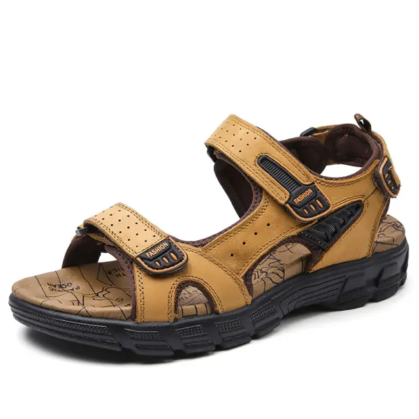 Mens leather toe cap sandals beach shoes - Cotosen.com 