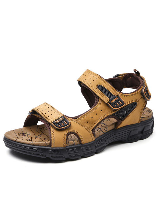 Mens leather toe cap sandals beach shoes