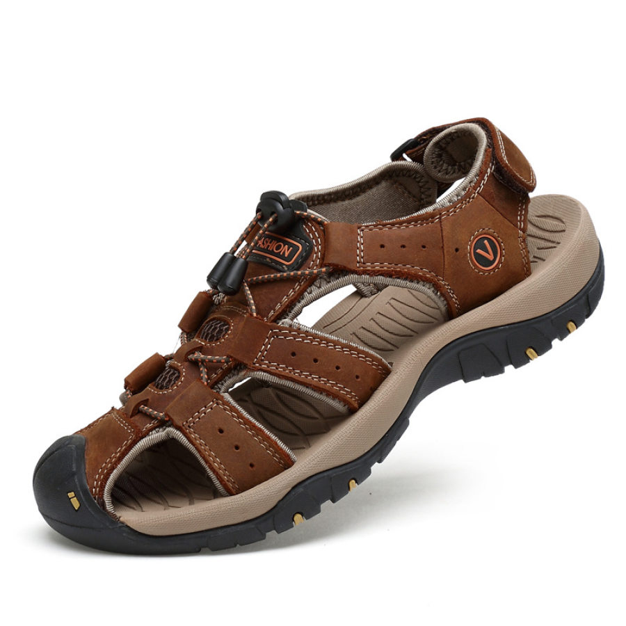 

Herren Leder Sandalen mit Zehenkappe