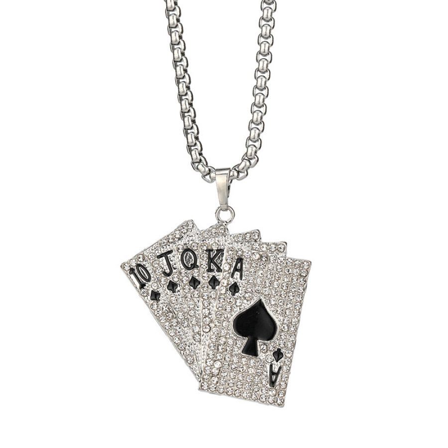 

Hip Hop Titanium Steel Playing Card Necklace