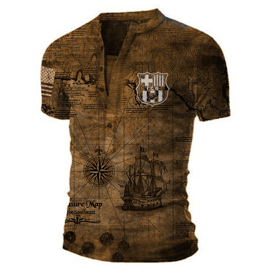 

Mens Field Distressed Printed Multi-Pocket T-Shirt