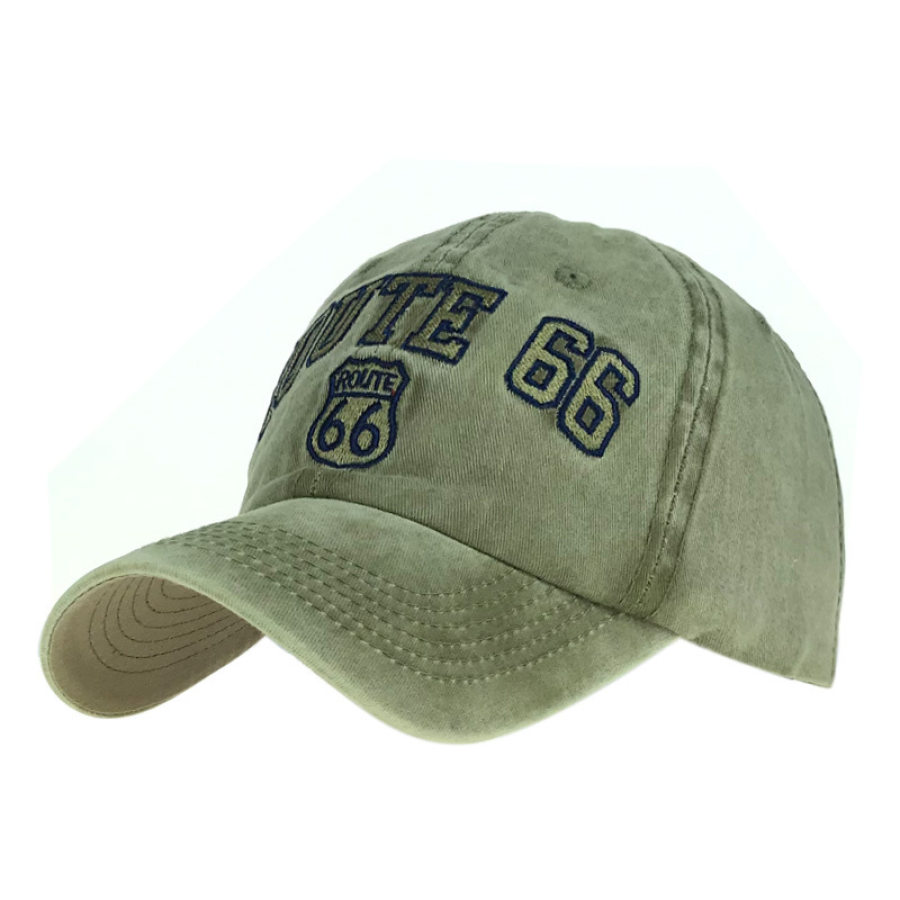 

Men's Route 66 Old Washed Embroidery Baseball Outdoor Cap