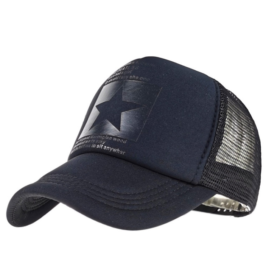 

Men's and women's five-pointed star mesh breathable cap