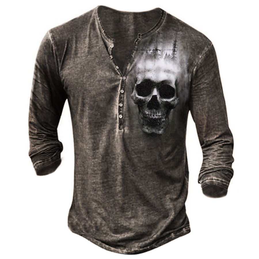 

Mens skull print casual fashion top