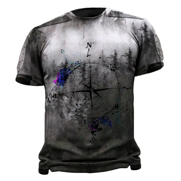 Outdoor tactical crew neck forest compass print T-shirt - Senttea.chimpone.com 