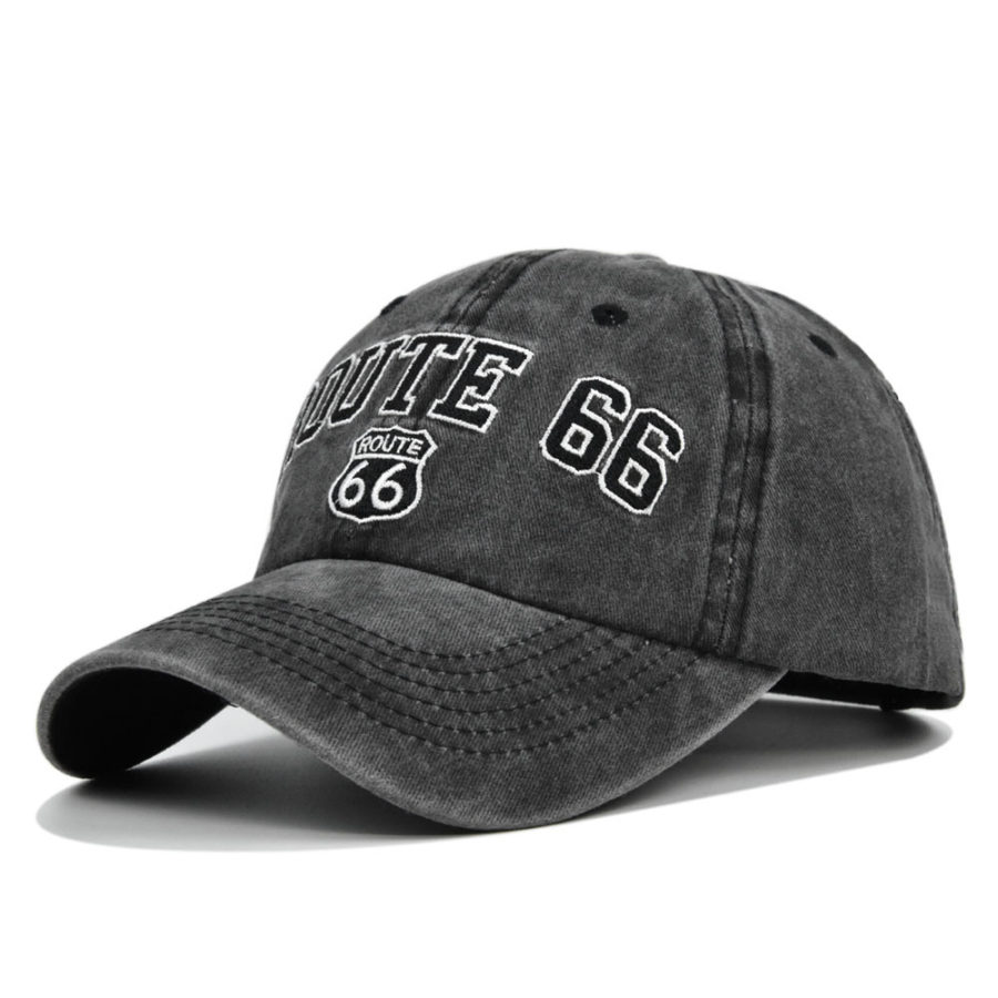 

ROUTE 66 Embroidered Denim Washed Baseball Cap